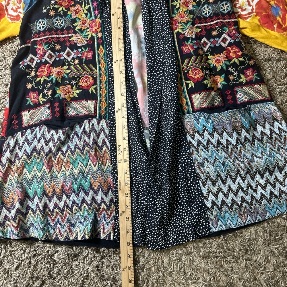 John Mark Multicolor Embroidered Patchwork Kimono… - image 4